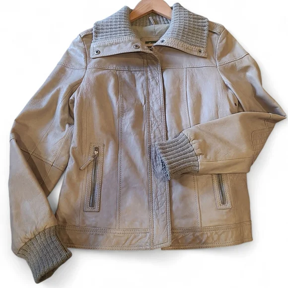 Women's Eddie Bauer Lamb Leather Jacket Medium Light Grey - Picture 13 of 15